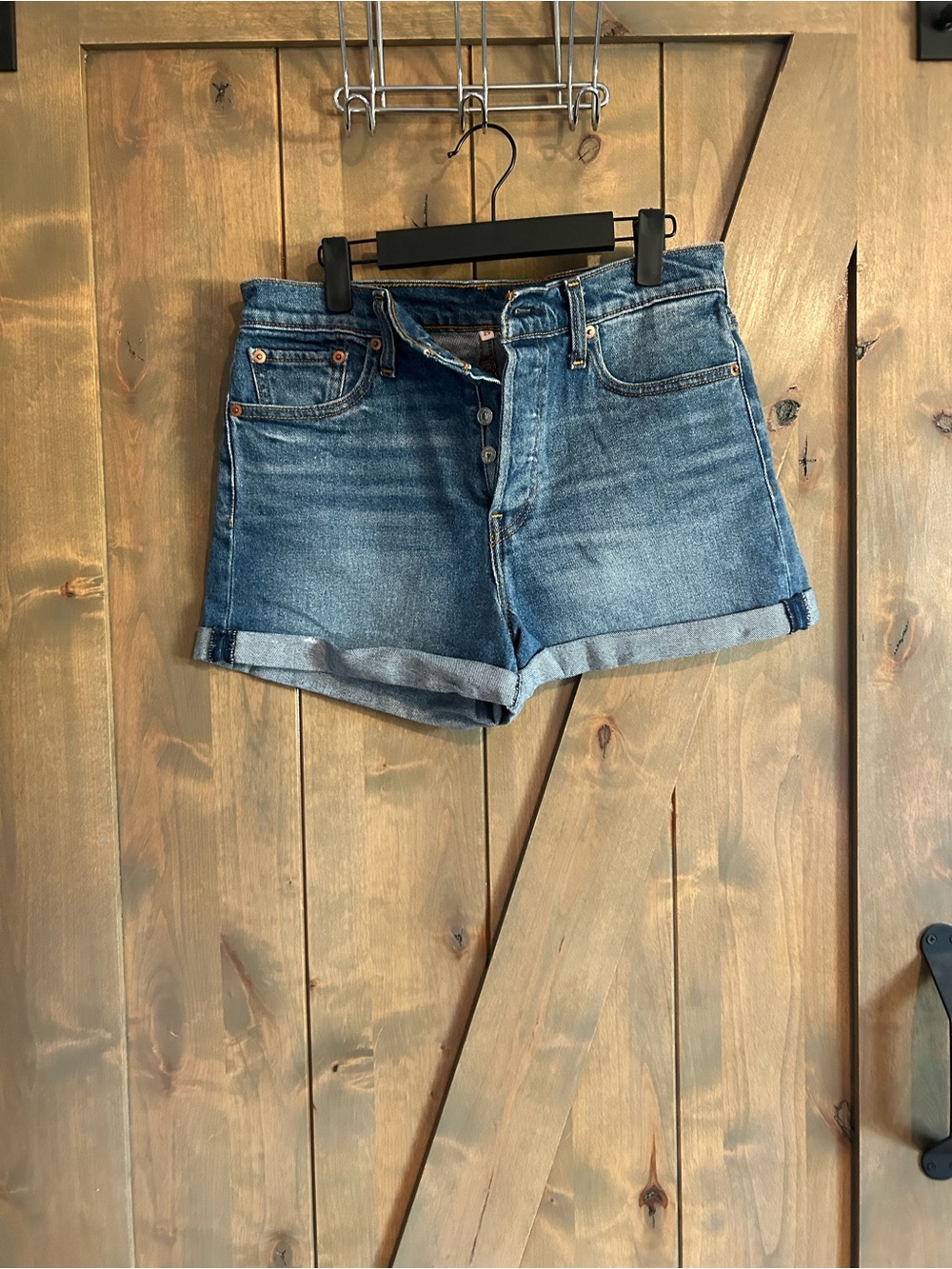 Levi's classic Blue Rolled Hem Denim Shorts
